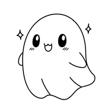 Easy Cute Ghost Coloring Page