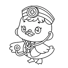 Easy Duck Doctor Coloring Page