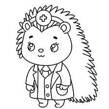 Easy Hedgehog Doctor Coloring Page