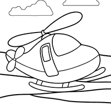 Easy Helicopter Coloring Page Black & White
