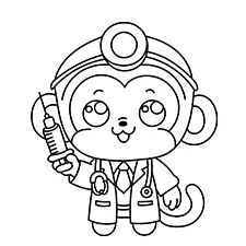 Easy Monkey Doctor Coloring Page