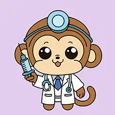 Easy Monkey Doctor Coloring Page