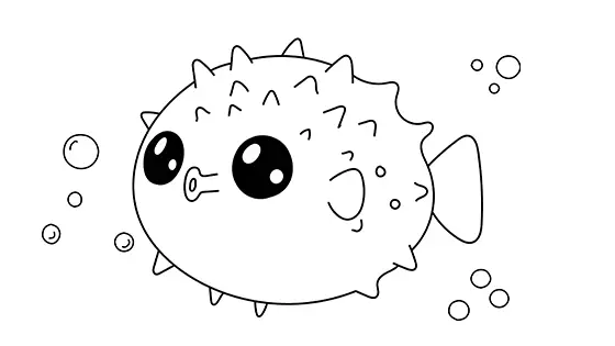 Easy Pufferfish Coloring Page