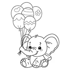 Elephant With Balloons Coloring Page