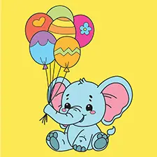 Elephant With Balloons Printable