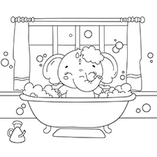 Elephant In A Bathtub Coloring Page