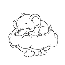 Elephant On A Cloud Coloring Page