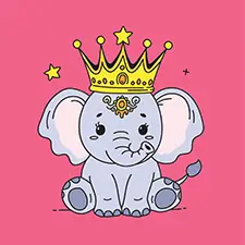 Elephant With A Crown Printable