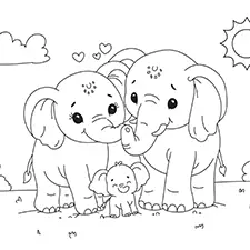 Elephant Family Coloring Page