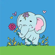 Elephant With A Flower Printable