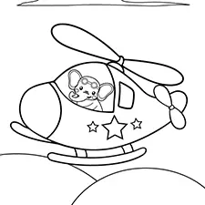 Elephant Flying Helicopter Coloring Page Black & White