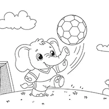 Elephant Playing Soccer Coloring Page