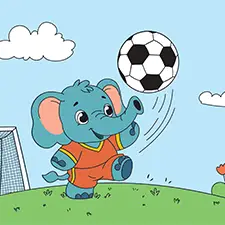 Elephant Playing Soccer Printable