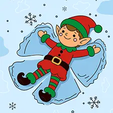 Elf Making A Snow Angel Coloring Page