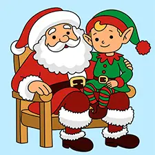 Elf With Santa Claus Coloring Page