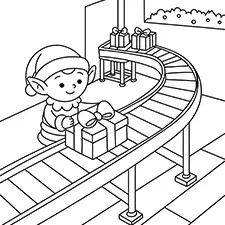 Elf Working In A Factory Coloring Page