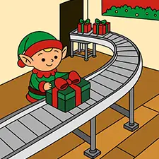 Elf Working In A Factory Coloring Page