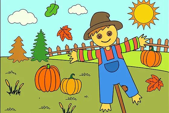 Fall Scarecrow Coloring Page