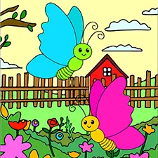 Butterflies On The Farm Coloring Page