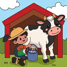 Farmer Milking A Cow Coloring Page