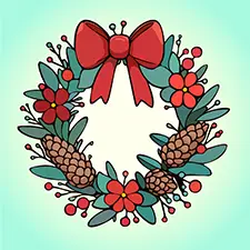 Festive Christmas Wreath Coloring Page