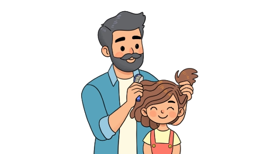 Dad Fixing Daughter's Hair Coloring Page