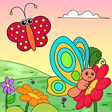 Flowers & Butterflies Coloring Page