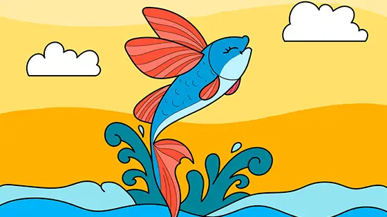 Flying Fish Jumping Out Of The Water Coloring Page