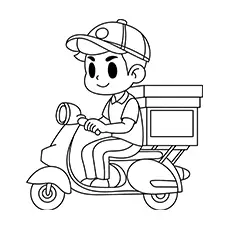 Food Delivery Motorcycle Coloring Page