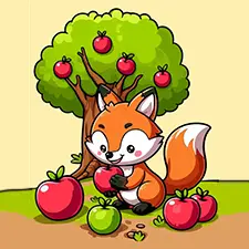 Fox & Apples Coloring Page