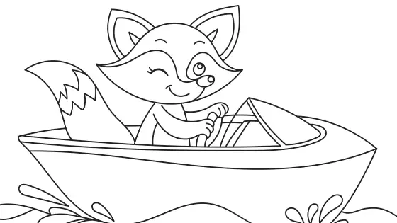 Fox Driving A Speedboat Coloring Page