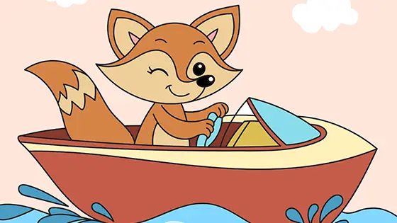 Fox Driving A Speedboat Coloring Page