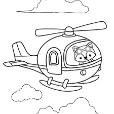 Fox Flying Helicopter Coloring Page Black & White