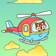 Fox Flying Helicopter Coloring Page