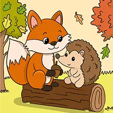 Fox & Hedgehog Coloring Page