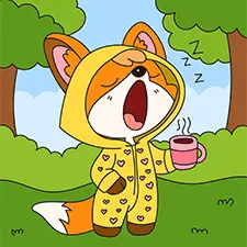 Fox In Pajamas With A Hot Choco Coloring Page