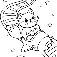 Fox On A Roller Coaster Coloring Page Black & White