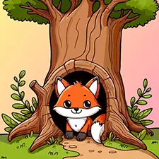 Fox In A Treehole Coloring Page