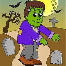 Frankenstein In The Graveyard Coloring Page