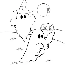 Two Friendly Ghosts Printable Black & White