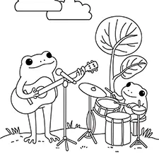 Frog Band Coloring Page