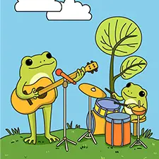 Frog Band Coloring Page