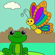 Frog & Butterfly Coloring Page