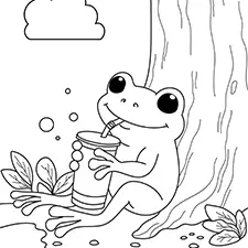 Frog Drinking Soda Coloring Page