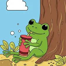 Frog Drinking Soda Coloring Page