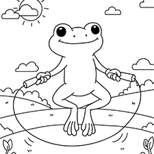 Frog Jumping On A Rope Coloring Page