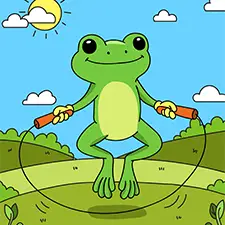 Frog Jumping On A Rope Coloring Page