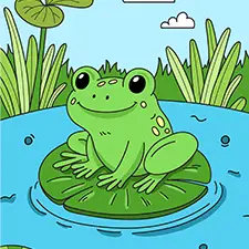 Frog On A Lilypad Coloring Page