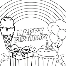 Fun Happy Birthday Printable Black & White