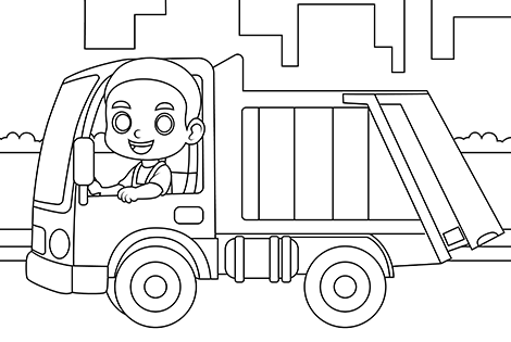 Garbage Truck Coloring Page